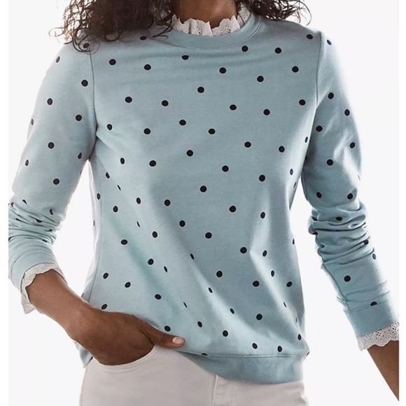 Boden Holly Sweatshirt Ice Blue Polka Dot - Picture 6 of 9